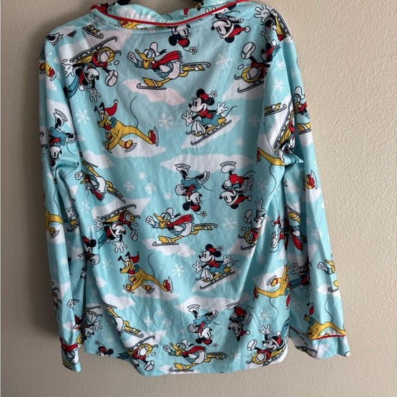 Disney 100 Anniv. Light Blue Mickey Mouse Winter Flannel Pajama Top -  Large - Picture 2 of 6
